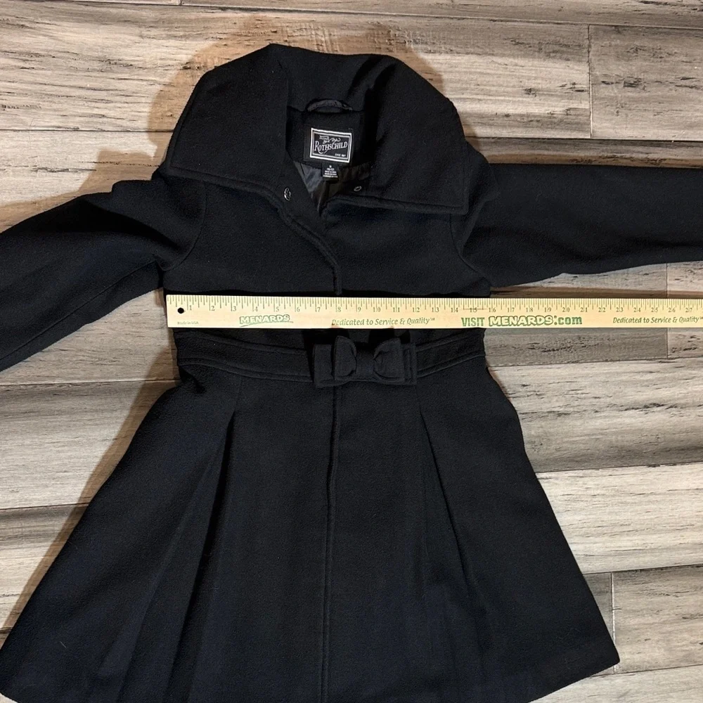 Rothschild Black Belted Fit-and-Flare Wool Coat